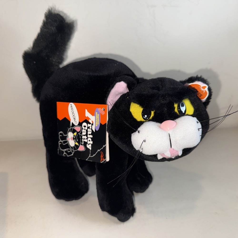 1994 Gibson Greetings FRAIDY Black Cat Screaming Meow Halloween Plush NWT